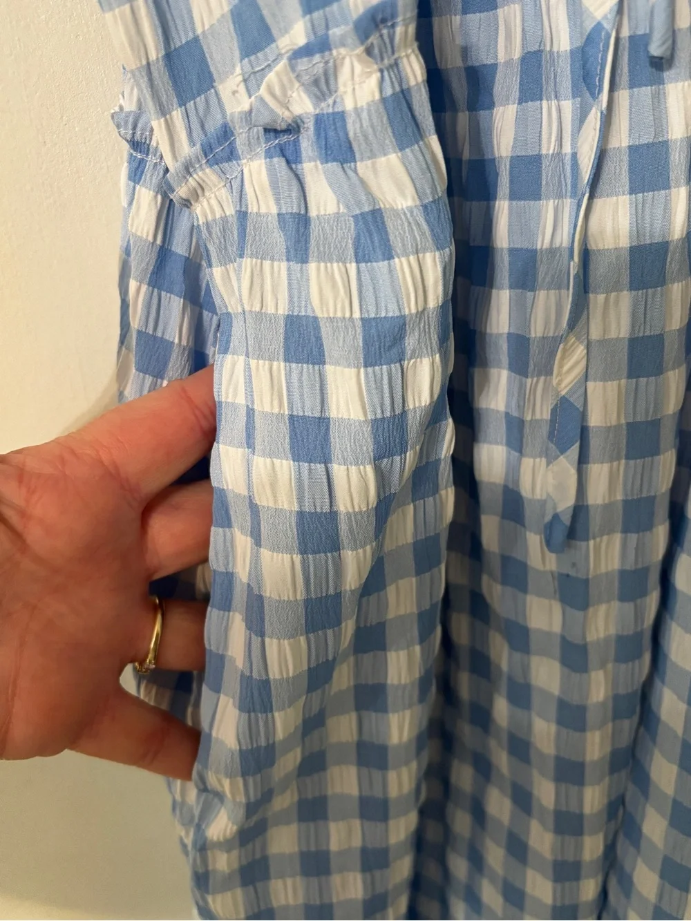 Petal & Pup Dorothea Mini Dress Blue Gingham Puff Sleeve Size S Cottagecore - Picture 7 of 8